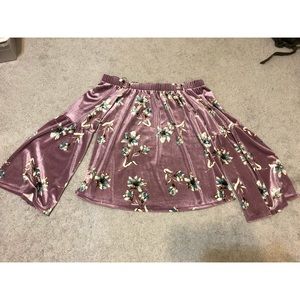 NWOT Velvet Floral Off Shoulder Blouse